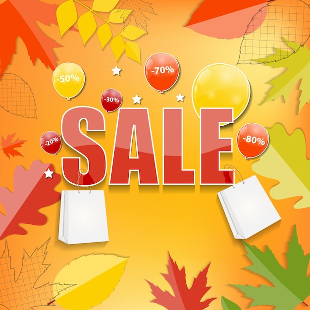 Vector autumn sale concept vector illustration