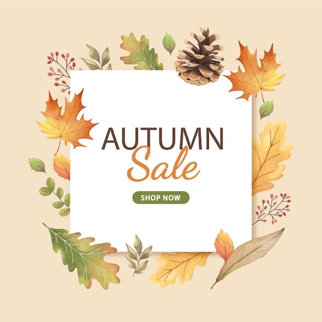 Autumn Sale discount background banner poster or flyer design for shop advertising