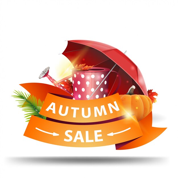 Autumn sale, discount web banner in the form of ribbons 