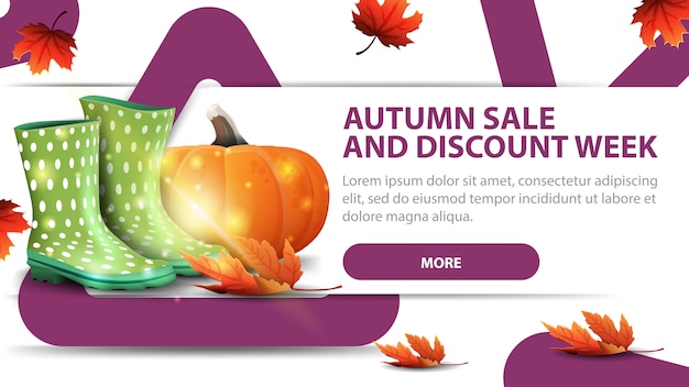 Autumn sale and discounts week, modern discount banner  