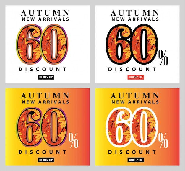 Autumn sale interest offer card and label set