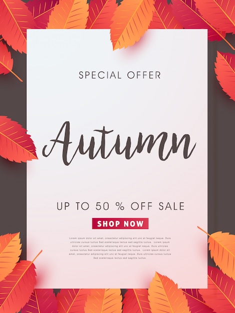 Осенняя распродажа макет украсить листьями для продажи веб-баннера.