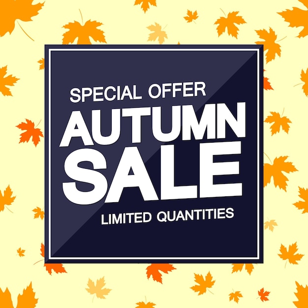 Vector autumn sale poster design template or banner for shop and online store vector illustration