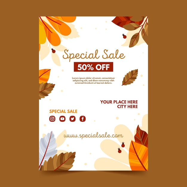 Vector autumn sale poster template