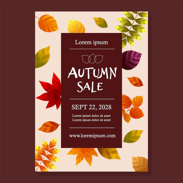 Vector autumn sale poster with leaves