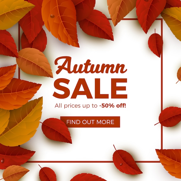 Vector autumn sale realistic frame