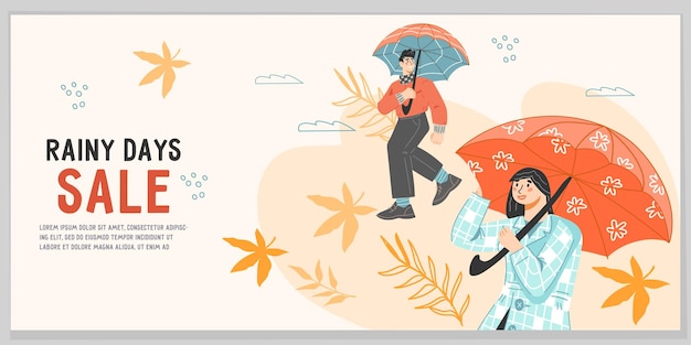 Vector autumn sale seasonal banner or flyer mockup flat vector illustration