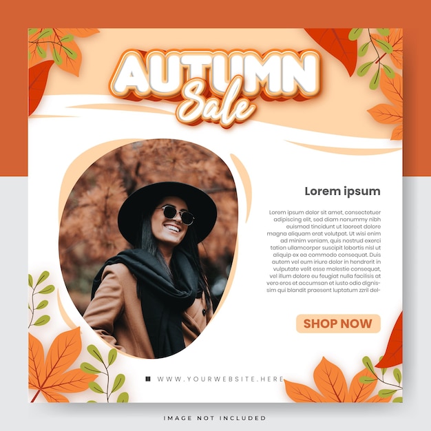 Vector autumn sale seasons editable text social media post template