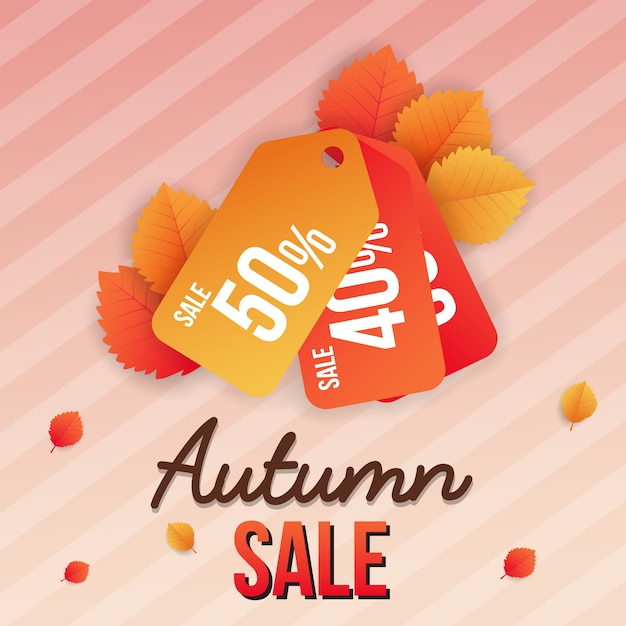 Vector autumn sale square banner background