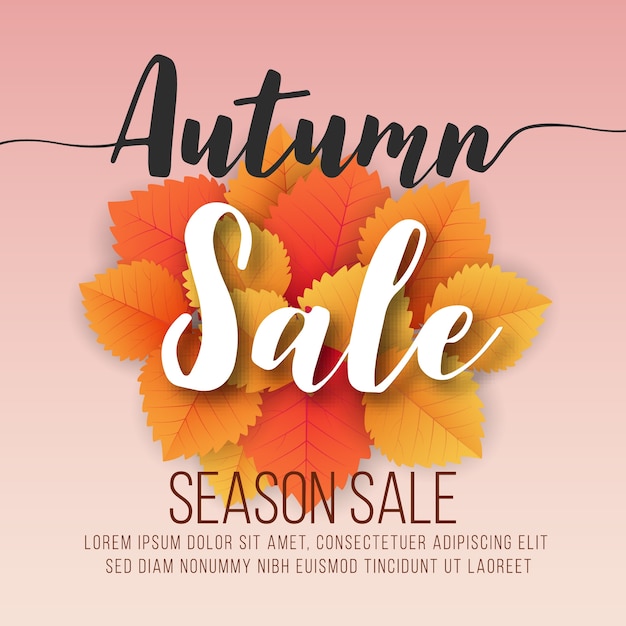 Vector autumn sale square banner background