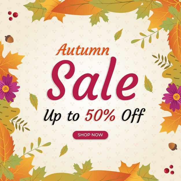 Autumn sale square discount banner