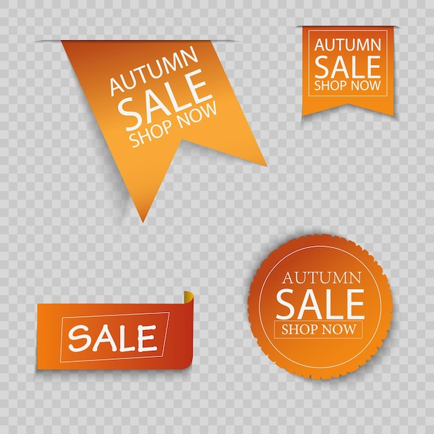 Autumn sale tags isolated vector paper scroll banners
