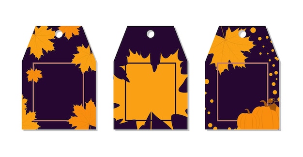 Autumn sale tags templates with leaves and pumpkin