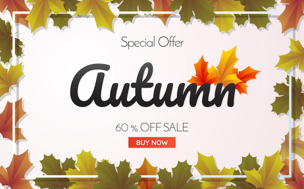 Autumn sale template banner vector background for banner, poster, flyer