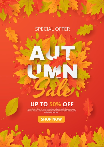 Autumn sale template banner vector