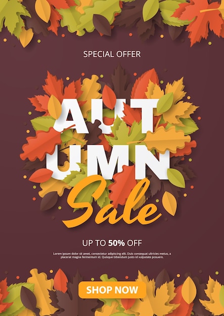 Autumn Sale Template Banner Vector