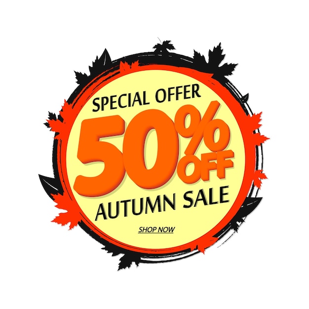 Autumn Sale up to 50 off poster design template Fall season best offer