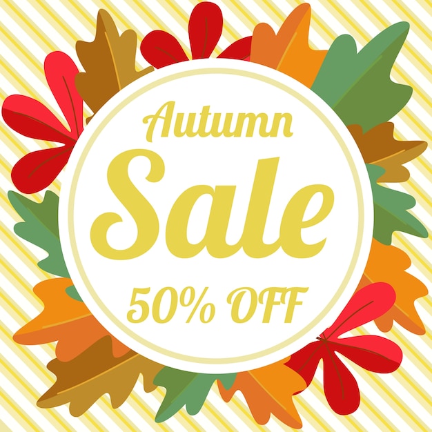 Autumn sale vector flyer template with lettering 