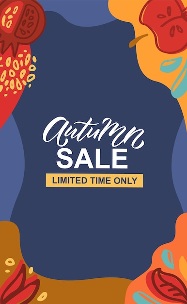 Vector autumn sale vector illustration with lettering typography of autumn autumn sale icon badge poster