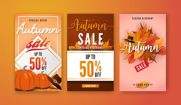 Vector autumn sale vertical banner background template