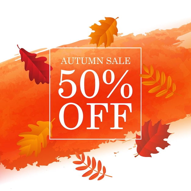 Autumn sale with  autumn leaves