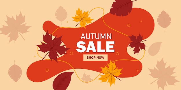 Autumn sale with beautiful bright leaves design for sale or promotional poster