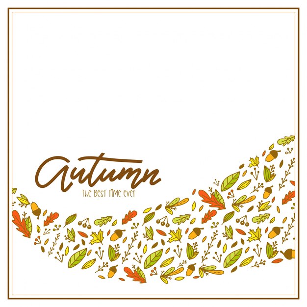 Vector autumn sale with doodle leaves.