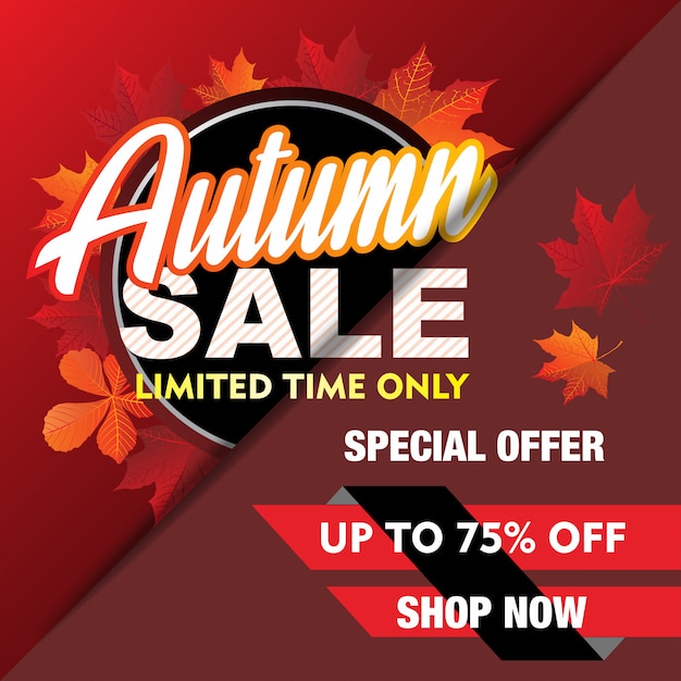 Autumn sale with red background