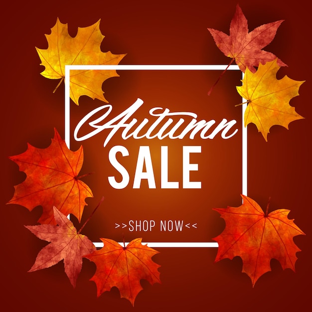 Autumn sale with watercolor style