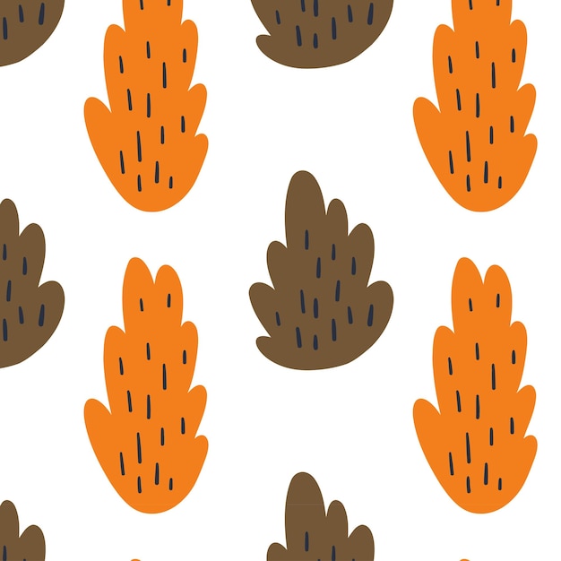 Autumn scandinavian style bushes seamless pattern. Vector illustration