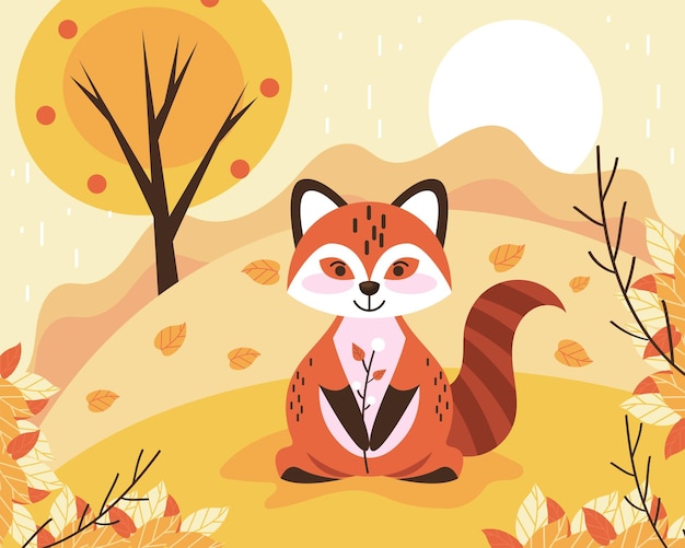 Autumn scene with fox