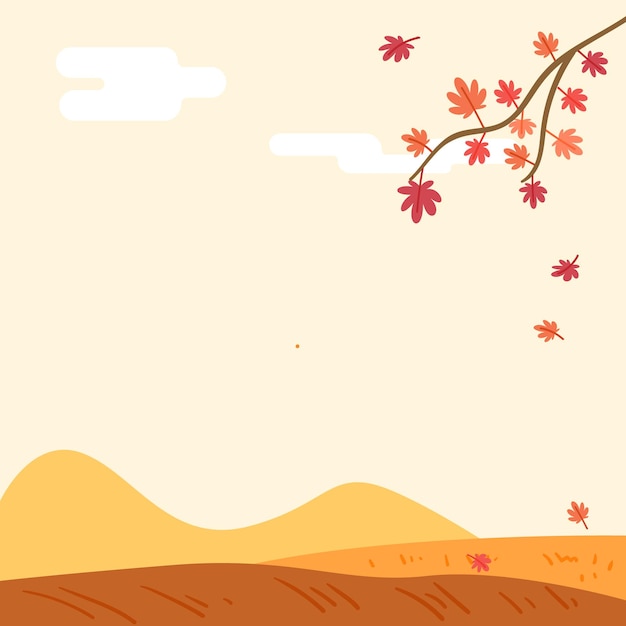 Autumn scenery with maple trees and hills.