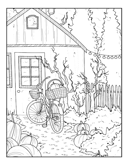 Autumn scenes coloring pages for adults kdp coloring page