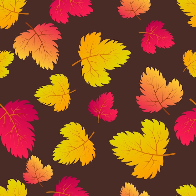 カエデ色の葉と秋のシームレスな背景。秋のポスター、包装紙、ホリデーデコレーションのデザイン。ベクトルイラスト