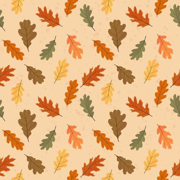 Autumn seamless pattern of colorful leaves.