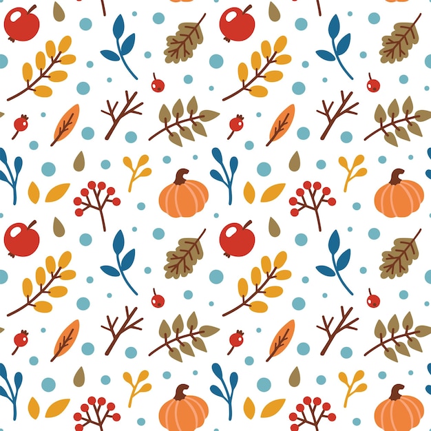 Autumn seamless pattern fabric textile texture Vector floral illustration Fall pattern