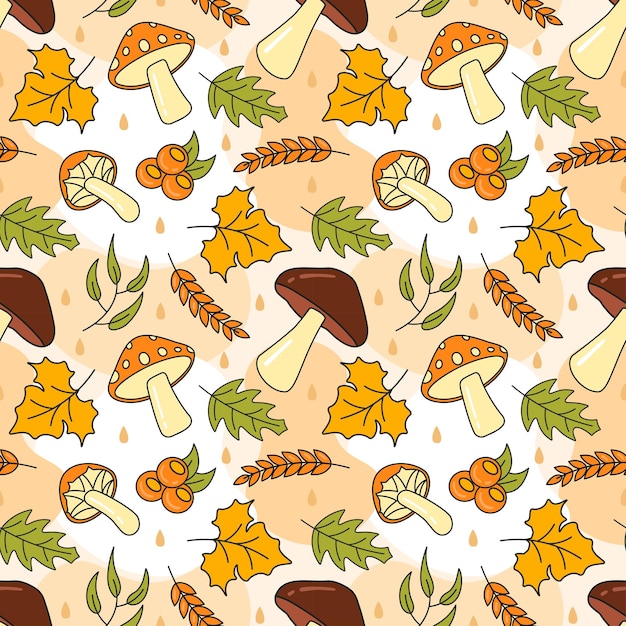 Vector autumn seamless pattern illustration element panoramic of maple trees fallen template