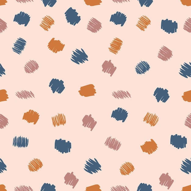 Autumn seamless pattern with abstract spots and strokes Perfect for Tshirt textile and prints Hand drawn vector illustration for decor and design