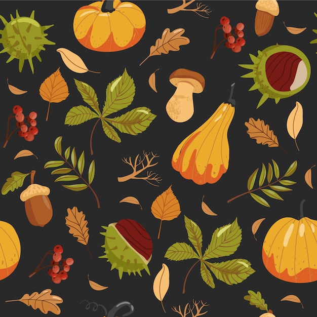 Autumn seamless pattern with autumn theme.