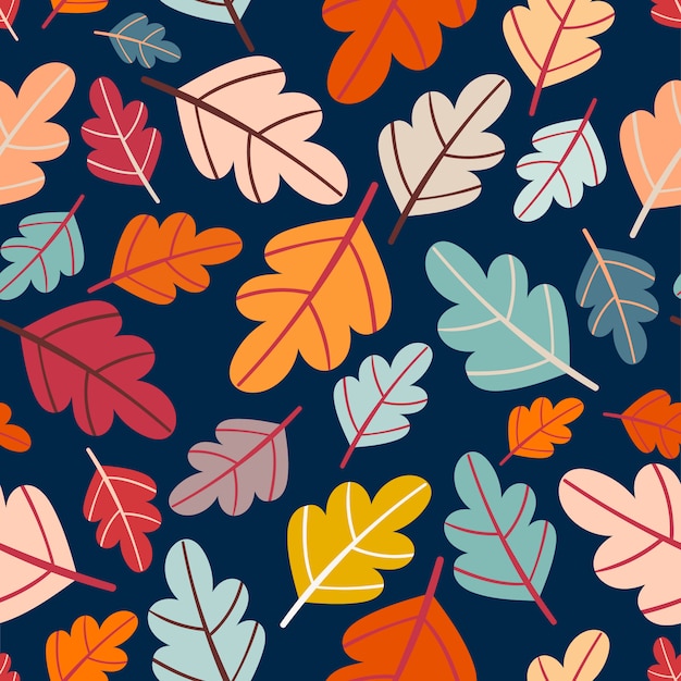 Autumn seamless pattern with colorful leaves