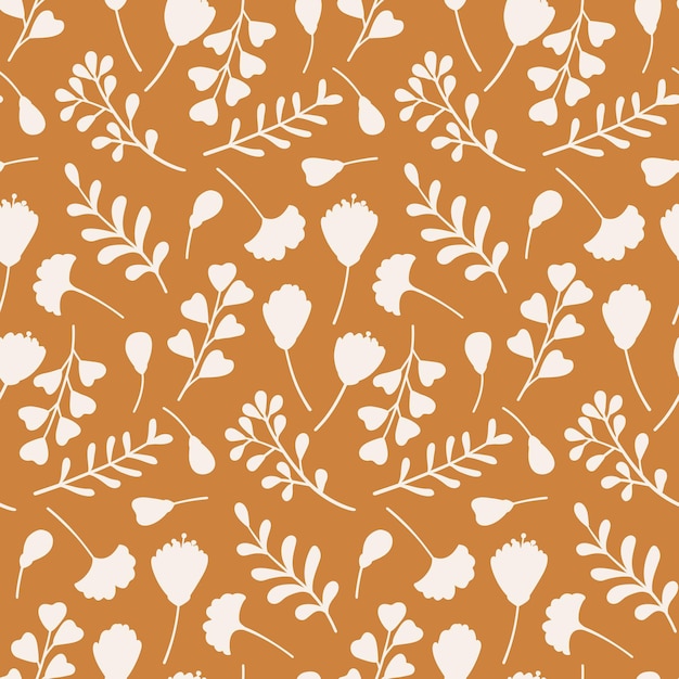 Autumn seamless pattern with hand drawn leaves