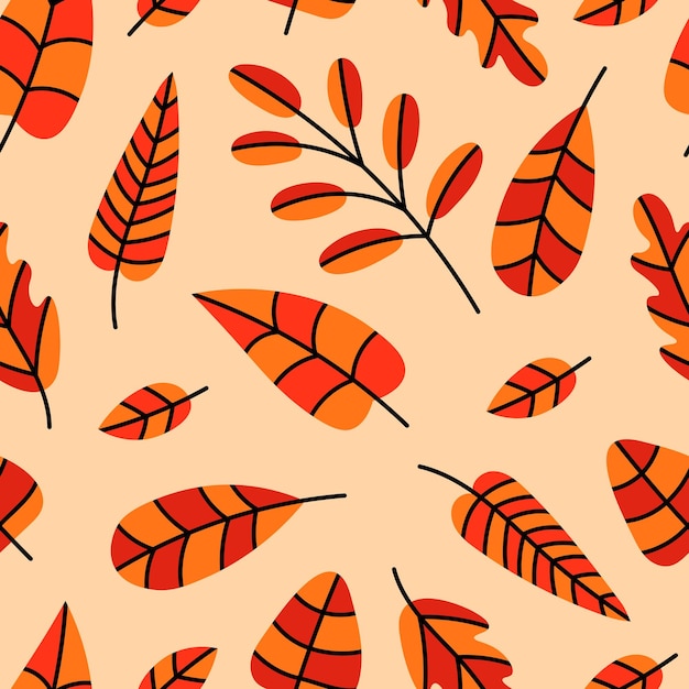 Autumn seamless pattern with leaves