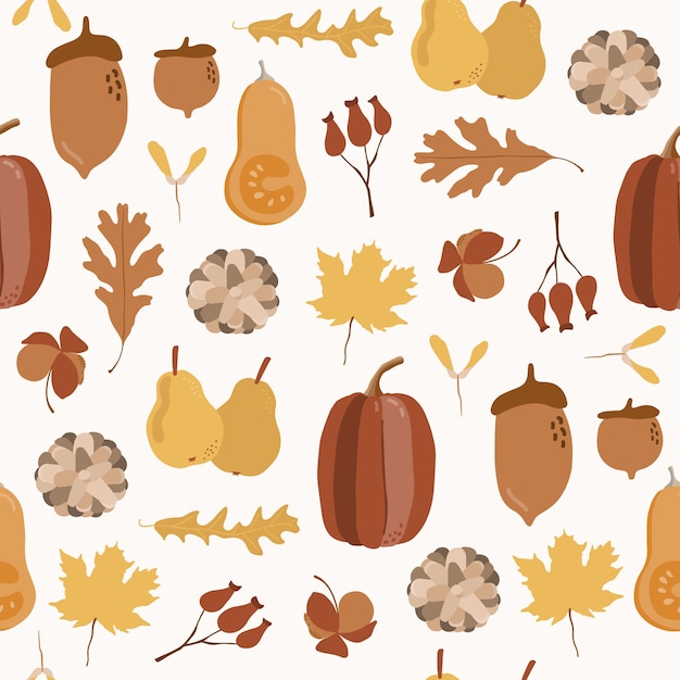 Autumn seamless pattern with pumpkin.