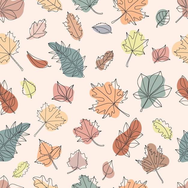 Autumn seamless vector pattern Hand drawn autumn background with falling leaves Abstract wallpaper