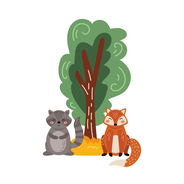 Vector autumn season animals