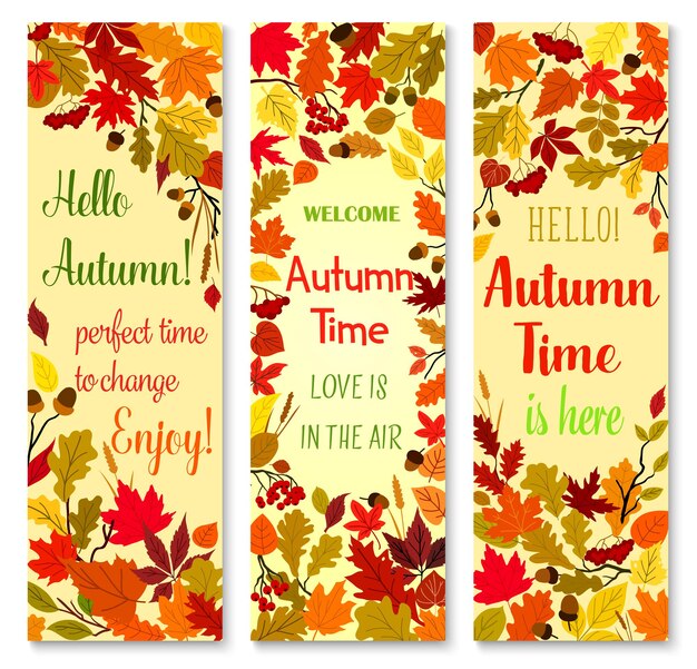Autumn season and fall nature banner set design