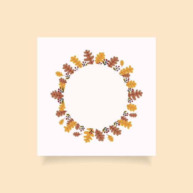 Autumn season round frame design with free space for text. vector illustration