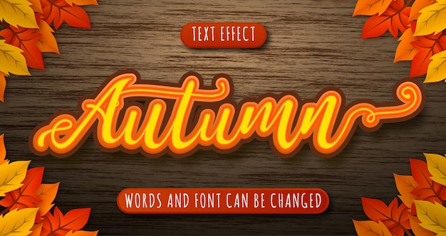 autumn season text effect isolated on wood and leaves editable eps cc