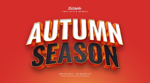 Vector autumn season text style with 3d embossed effect. editable text style effect