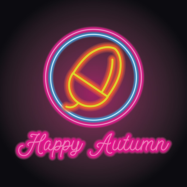 autumn season with neon light effect. vector illustration